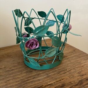Floral Metal Crown Accent in Teal and Purple